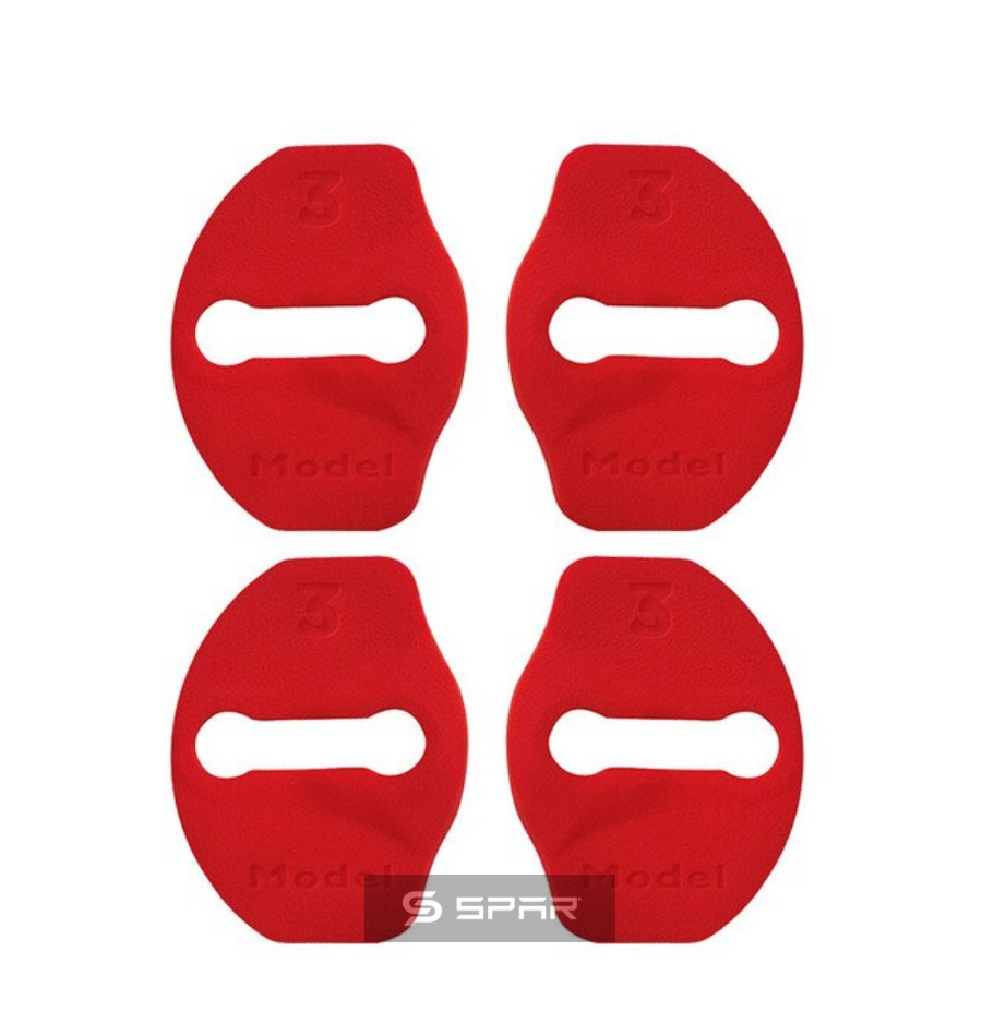 RED SILICONE DOOR LOCK BUCKLE COVERING TRIMS FOR TESLA MODEL 3