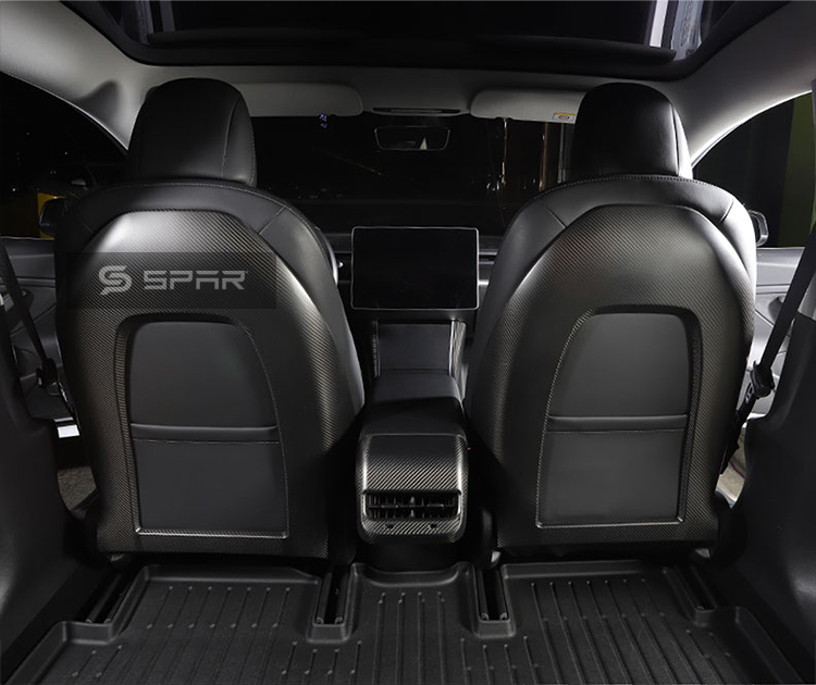 مجموعة أغطية حماية أصلية للمقاعد من الخلف من الكاربون فايبر المطفي لسيارة من نوع تيسلا الطراز (3/Y)