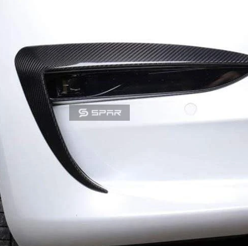 GLOSSY CARBON FIBER FRONT FOG LIGHT TRIMS FOR TESLA MODEL 3-Y