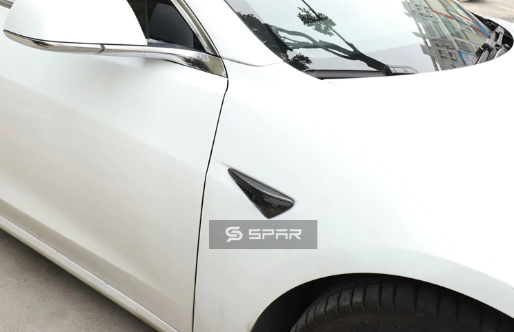 أغطية حماية للكاميرا الجانبية من الكاربون فايبر اللامع لسيارة من نوع تيسلا