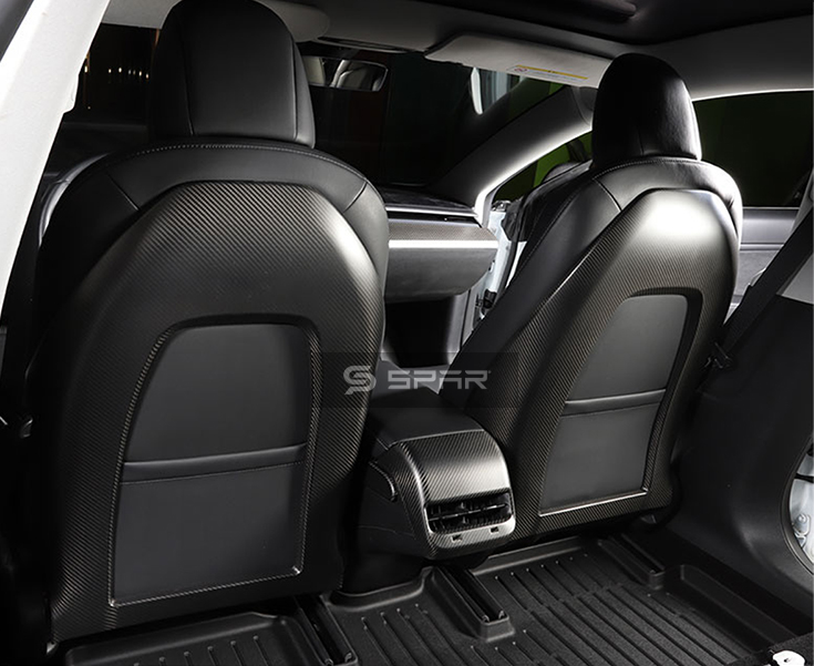 مجموعة أغطية حماية أصلية للمقاعد من الخلف من الكاربون فايبر المطفي لسيارة من نوع تيسلا الطراز (3/Y)