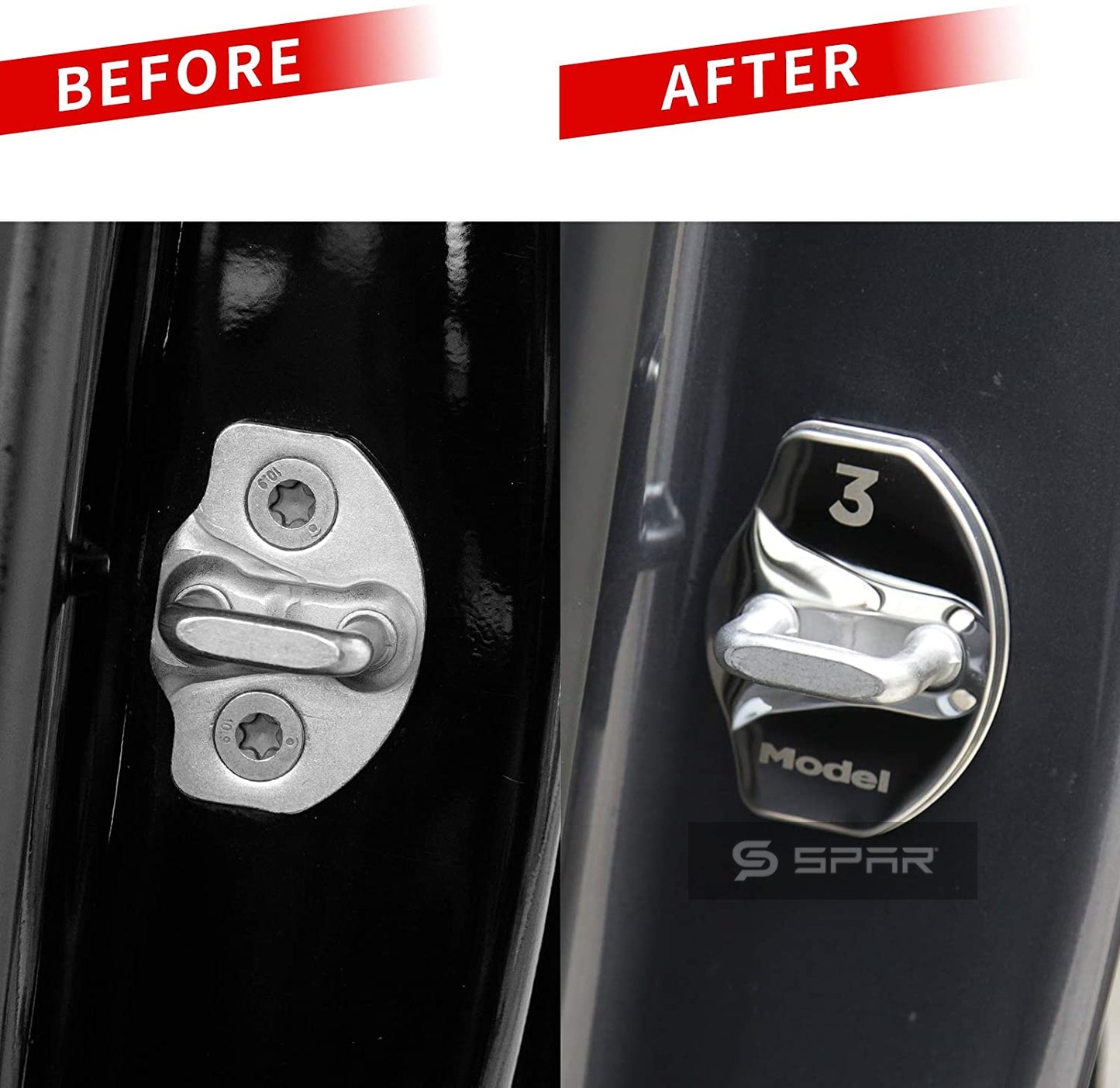 BLACK DOOR LOCK BUCKLE COVERING TRIMS FOR TESLA MODEL 3-Y