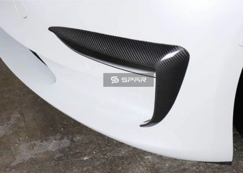 GLOSSY CARBON FIBER FRONT FOG LIGHT TRIMS FOR TESLA MODEL 3-Y