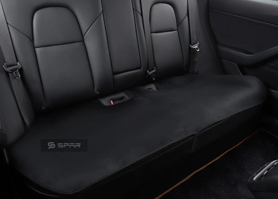 BLACK UPHOLSTERED LEATHER REAR SEAT BACKING FOR TESLA MODEL 3-Y