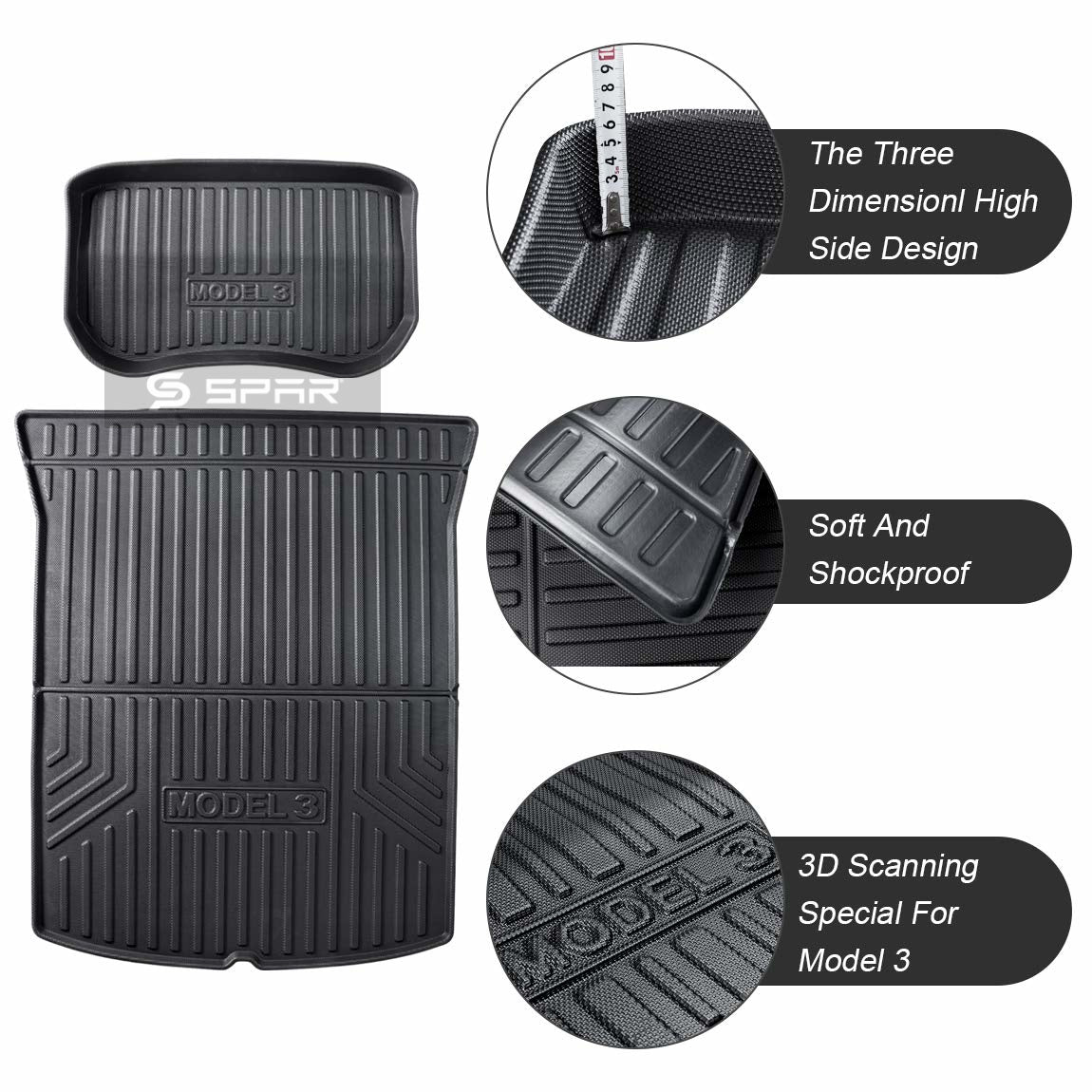 All-Weather Trunk & Frunk Mats Set for Tesla Model 3