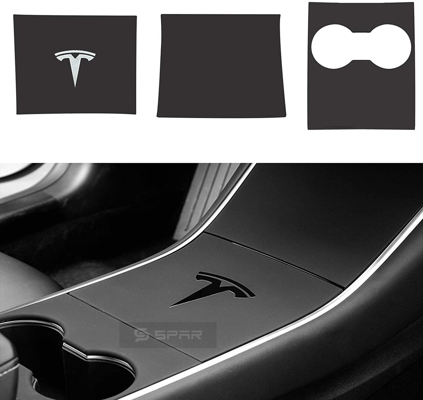 عدة تغليف بالجلد الأسود للوحة التحكم الرئيسية لسيارة من نوع تيسلا الطراز  3