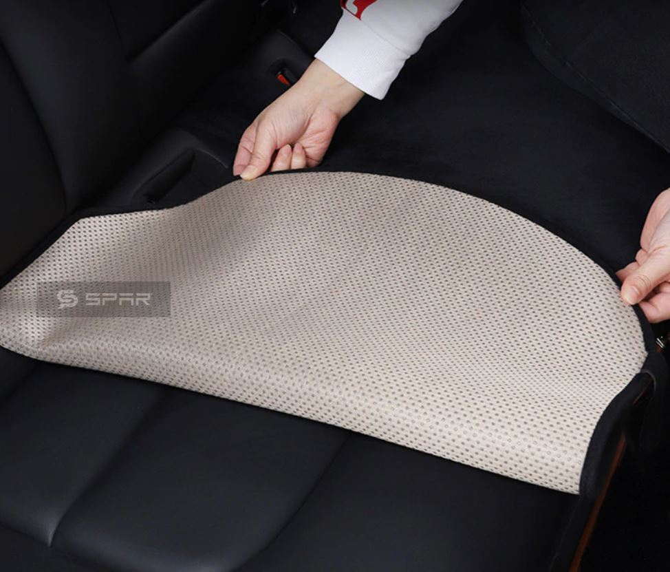 BLACK UPHOLSTERED LEATHER REAR SEAT BACKING FOR TESLA MODEL 3-Y