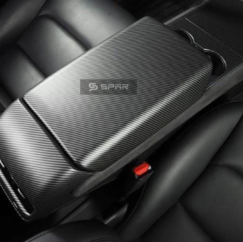 GENUINE CARBON FIBER ARMREST MOLDED COVER FOR TESLA MODEL 3-Y (MATTE)