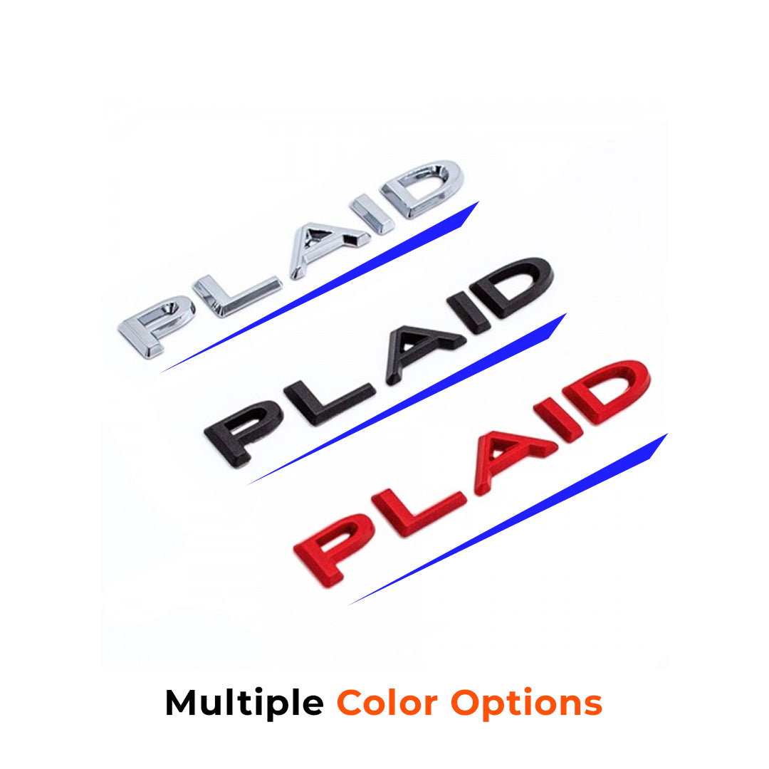 Plaid Letter Emblem for Tesla Model S/3/X/Y