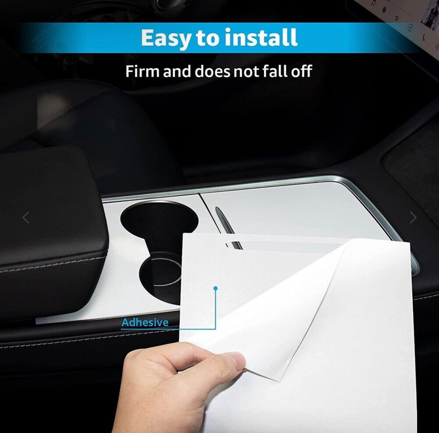 Pearl White Center Console Vinyl Wrap (Gen. 2) for Tesla Model 3/Y