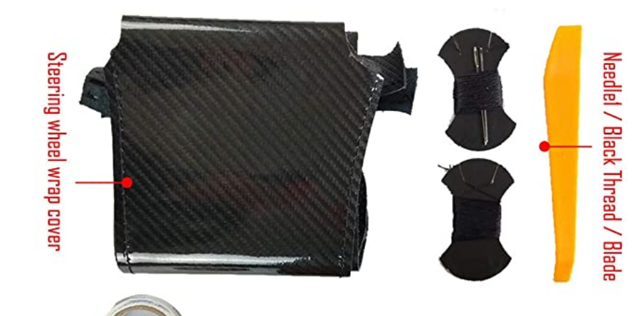 BLACK & CARBON FIBER HAND-STITCHED STEERING WHEEL COVER FOR TESLA MODEL 3-Y