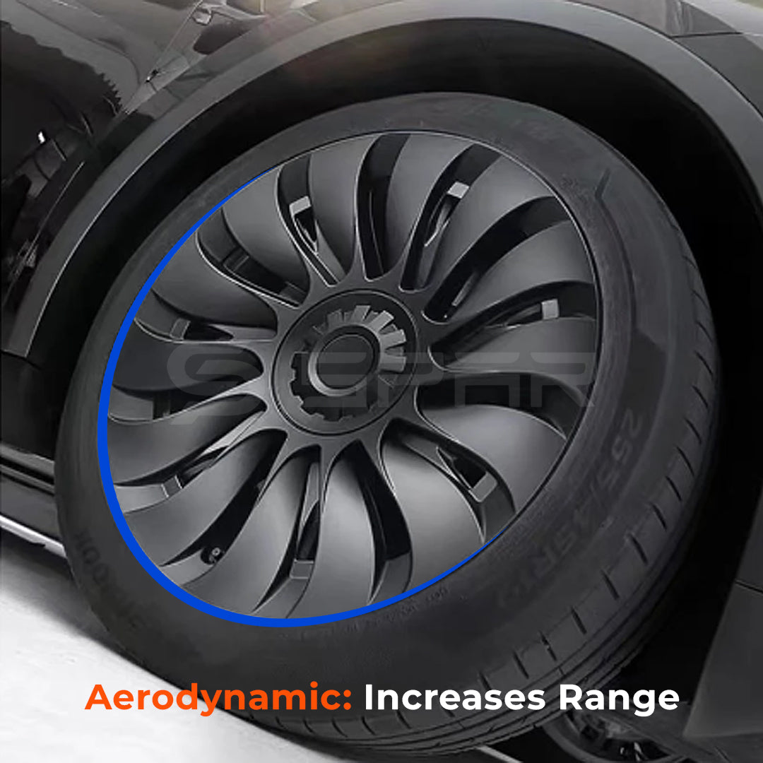 Performance Aero Turbine Wheel Caps 19" for Tesla Model Y (Matte Black)