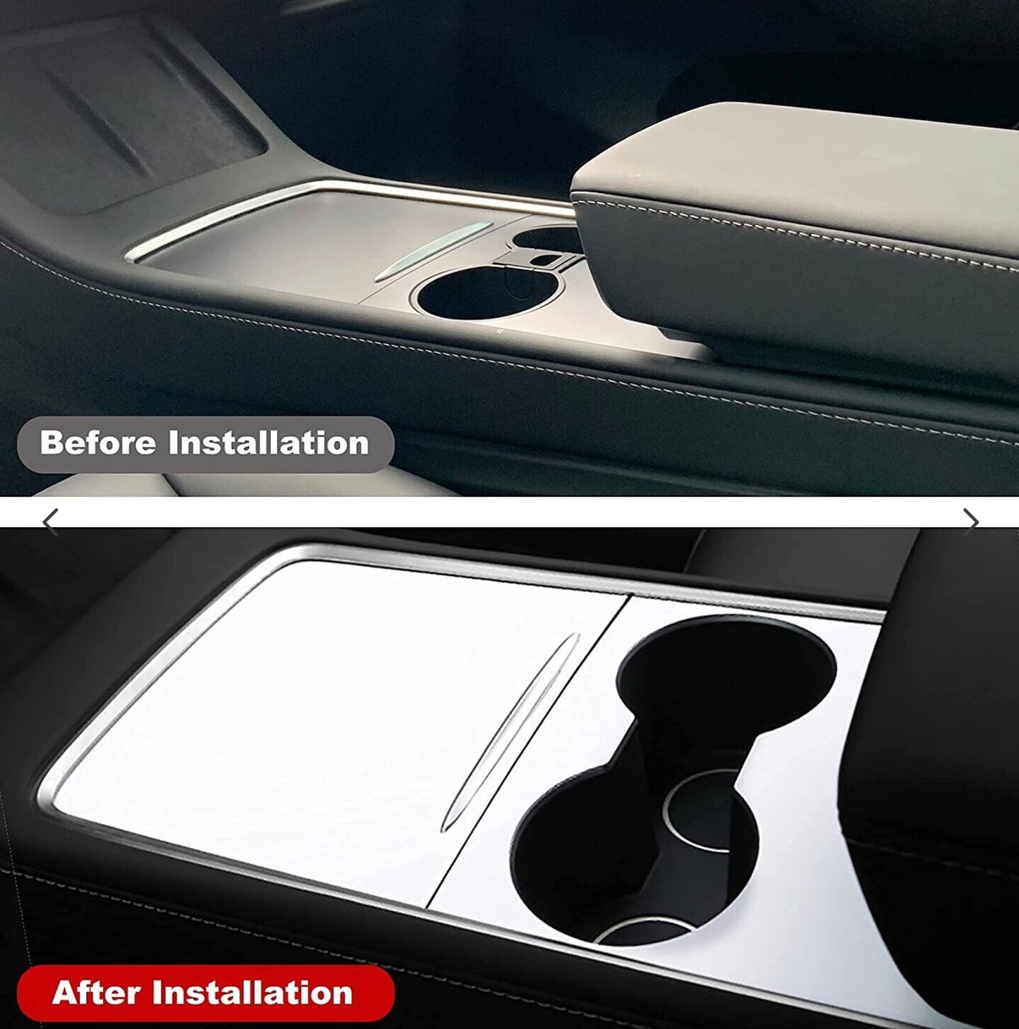 Pearl White Center Console Vinyl Wrap (Gen. 2) for Tesla Model 3/Y