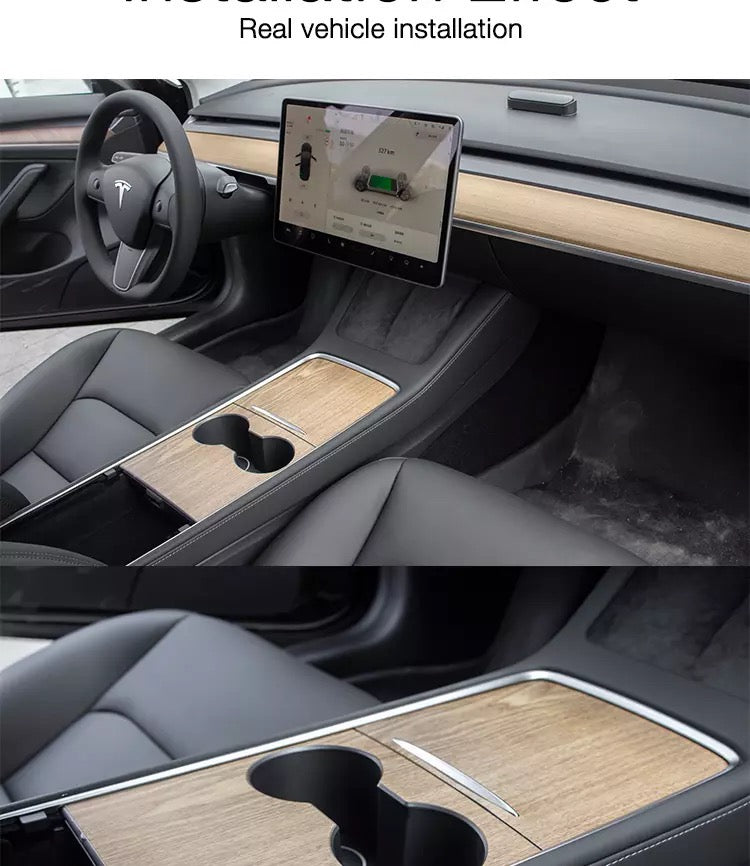 Wooden Center Console Wrap (Gen. 2) for Tesla Model 3/Y