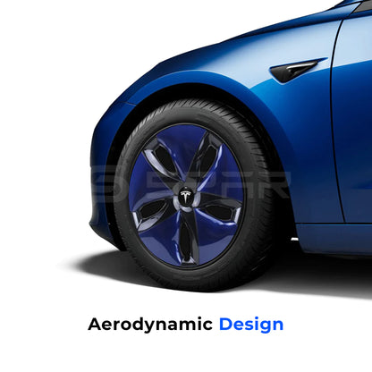 عدة تطوير جمالية لجنوط السيارة بلون أسود و أزرق لامع  (4 قطع) لسيارة من نوع تيسلا الطراز 3