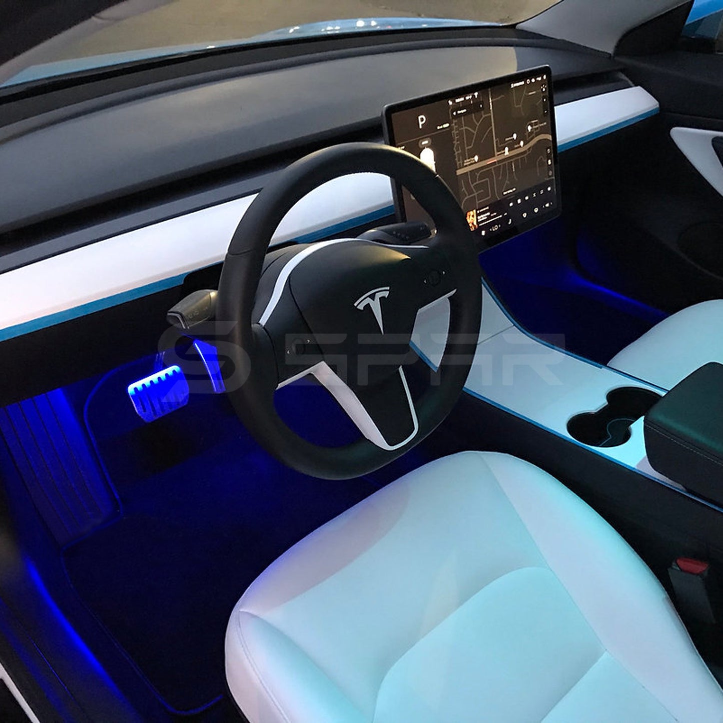 لمبات داخلية لون أزرق عالية السطوع لسيارة من نوع تيسلا الطراز (3/Y)