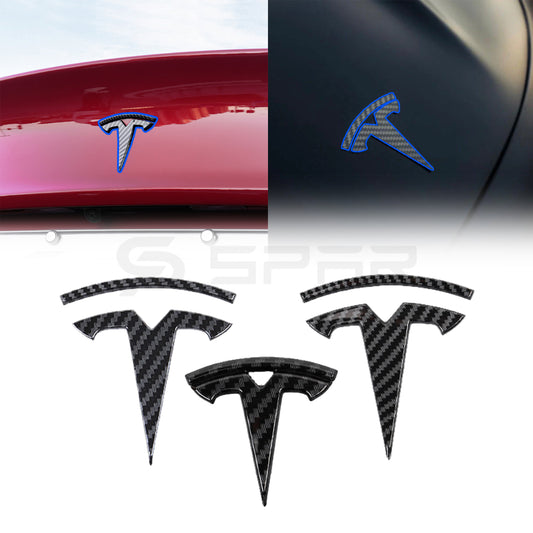 Carbon Fiber Molded 3D Logo Set Chrome Delete for Tesla Model 3