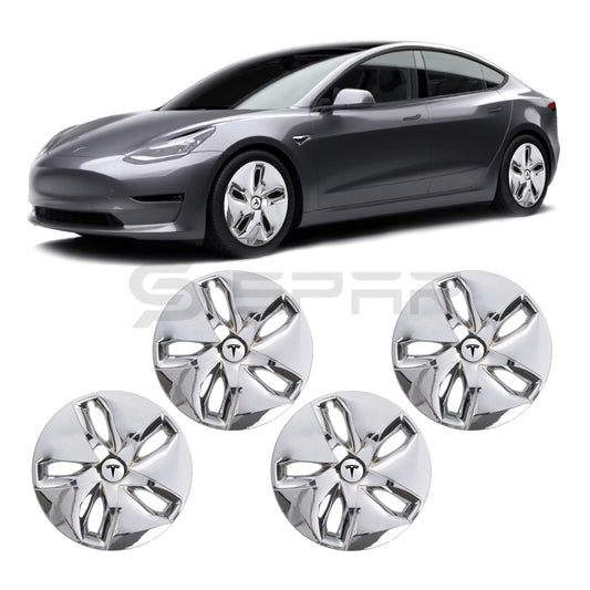 Chrome Aero Wheel Upgrade Set (4 Pcs.) for Tesla Model 3