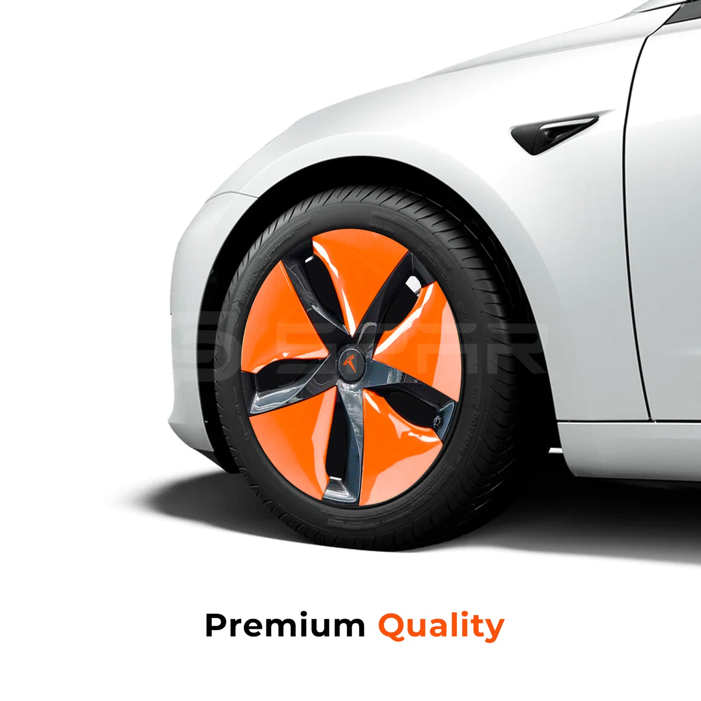 Orange Aero Wheel Upgrade Set (4 Pcs.) for Tesla Model 3