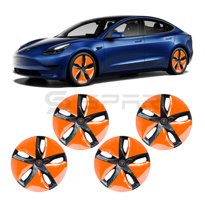 Orange Aero Wheel Upgrade Set (4 Pcs.) for Tesla Model 3