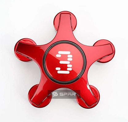 مجموعة أغطية لمسامير الاطارات على شكل نجمة بلون أحمر لسيارة من نوع تيسلا الطراز 3