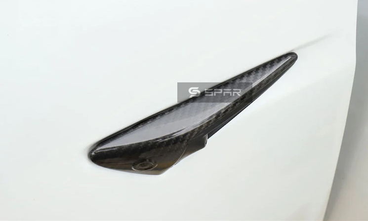 GENUINE CARBON FIBER SIDE CAMERA MOLDED HOUSING COVERS (GLOSSY)