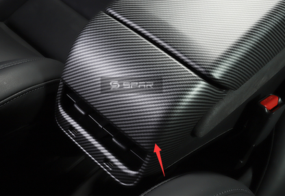 غطاء حماية أصلي للوحة الخدمات في المقاعد الخلفية من الكاربون فايبر المطفي لسيارة من نوع تيسلا الطراز (3/Y)