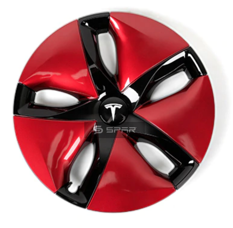 RED & BLACK CUSTOM AERO WHEEL UPGRADE (4 PS.) FOR TESLA MODEL 3
