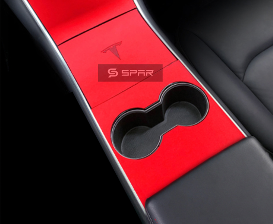 RED LEATHER CENTER CONSOLE STICKER WRAP KIT FOR TESLA MODEL 3