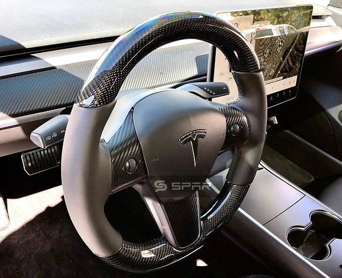 GENUINE CARBON FIBER STEERING WHEEL FOR TESLA MODEL 3/Y