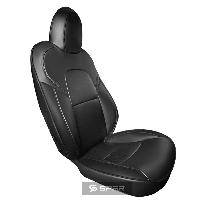 مجموعة أغطية مقاعد جلدية مخصصة بلون أسود لسيارة من نوع تيسلا الطراز  3