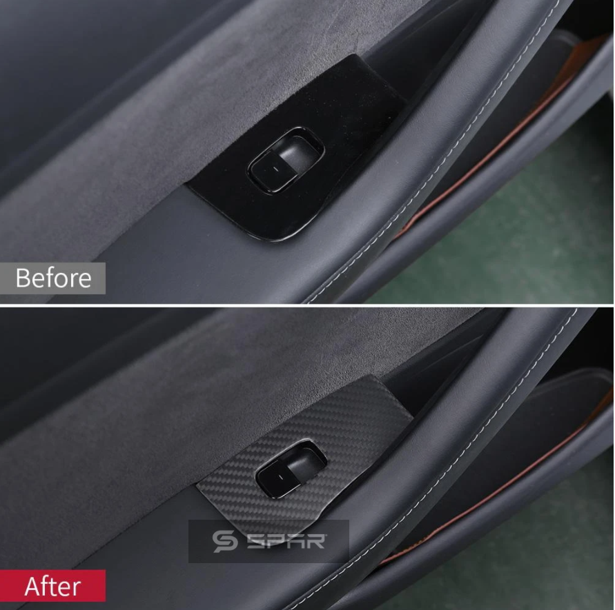 GENUINE CARBON FIBER BUTTON COVERS KIT FOR TESLA MODEL 3-Y (MATTE)