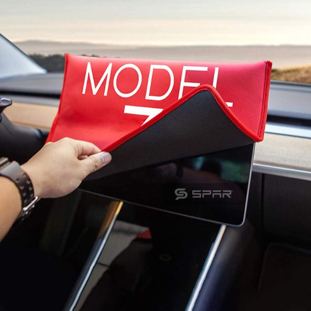غطاء شاشة على شكل جراب أحمر اللون لسيارة من نوع تيسلا الطراز  3