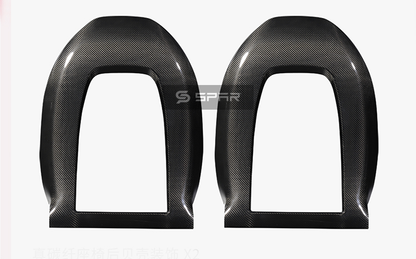 مجموعة أغطية حماية أصلية للمقاعد من الخلف من الكاربون فايبر اللامع لسيارة من نوع تيسلا الطراز (3/Y)
