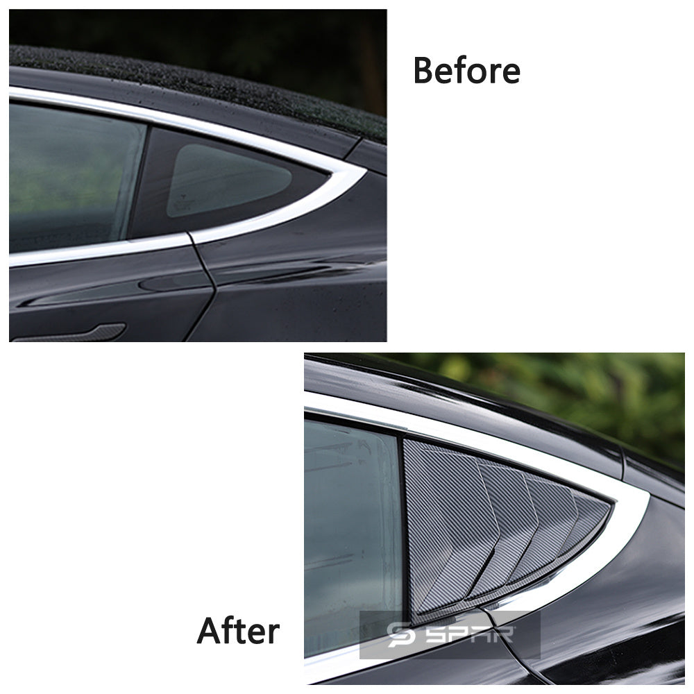 Carbon Fiber Rear Window Molded Louver Trims for Tesla Model 3/Y