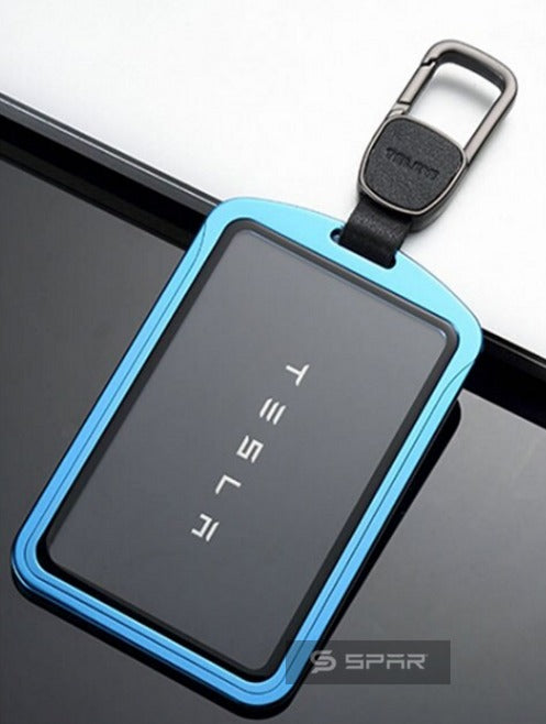 حقيبة حمل مفتاح فاخرة بلون أزرق سماوي  لسيارة من نوع تيسلا الطراز  (S/3/X/Y)