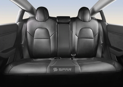 Black Custom Leather Seat Covers Set for Tesla Model 3