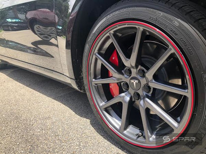 RED RIM PROTECTING WHEEL BANDS (18") FOR TESLA MODEL 3