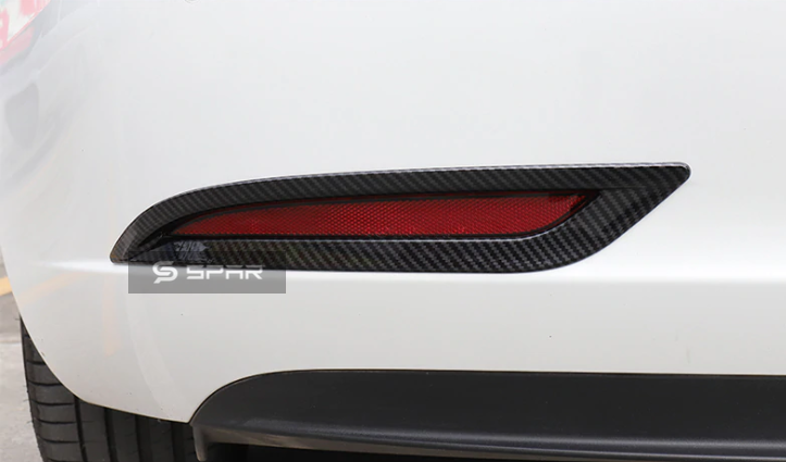 اغطية جمالية لأضواء الضباب الخلفية من الكاربون فايبر لامعة لسيارة من نوع تيسلا الطراز (3/Y)