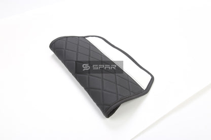 BLACK & WHITE DIAMOND TEXTURED HAND STITCHED ARMREST COVER FOR TESLA MODEL 3-Y