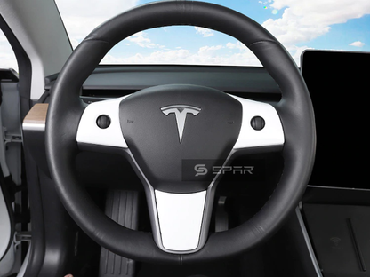 PEARL WHITE STEERING WHEEL MOLDED COVERING TRIMS FOR TESLA MODEL 3-Y