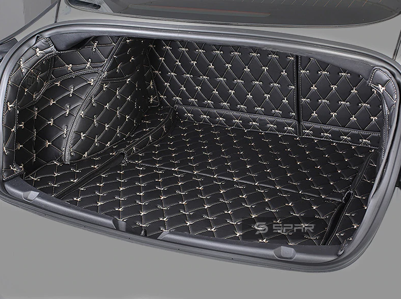 Diamond Stitched Leather Trunk Mats for Tesla Model 3