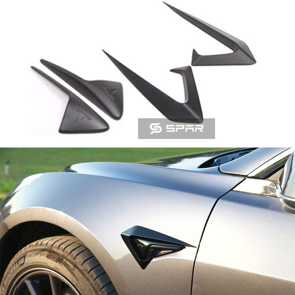 MATTE BLACK SIDE CAMERA TRIM ACCENTS FOR TESLA MODEL S/3/X