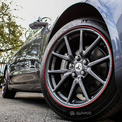 RED RIM PROTECTING WHEEL BANDS (18") FOR TESLA MODEL 3