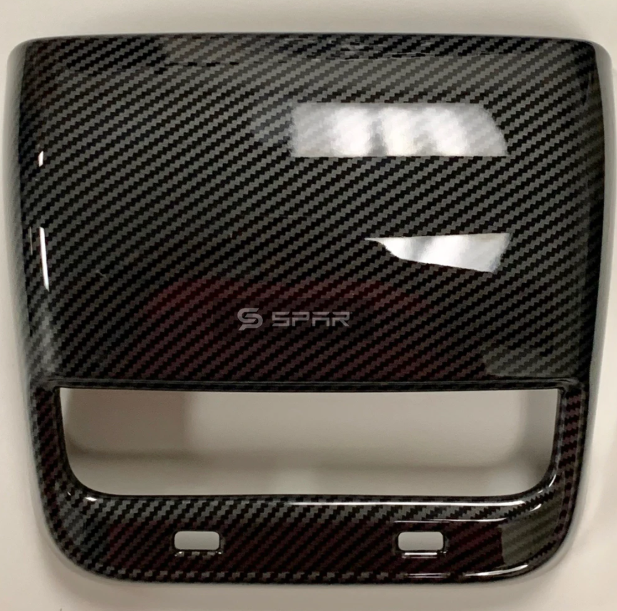 غطاء حماية أصلي للوحة الخدمات في المقاعد الخلفية من الكاربون فايبر اللامع لسيارة من نوع تيسلا الطراز (3/Y)