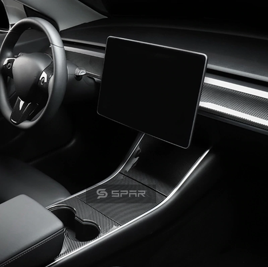 Genuine Carbon Fiber Dashboard Molded Trims for Tesla Model 3-Y (Glossy)