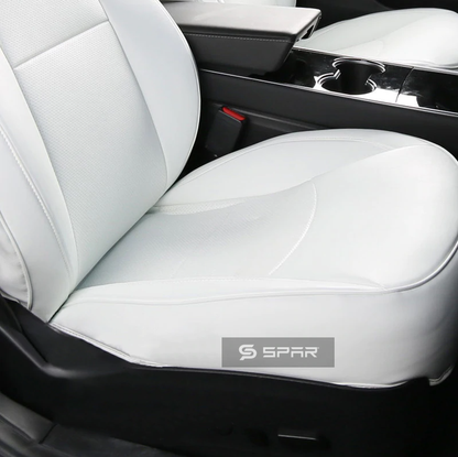 White Custom Leather Seat Covers for Tesla Model 3/Y