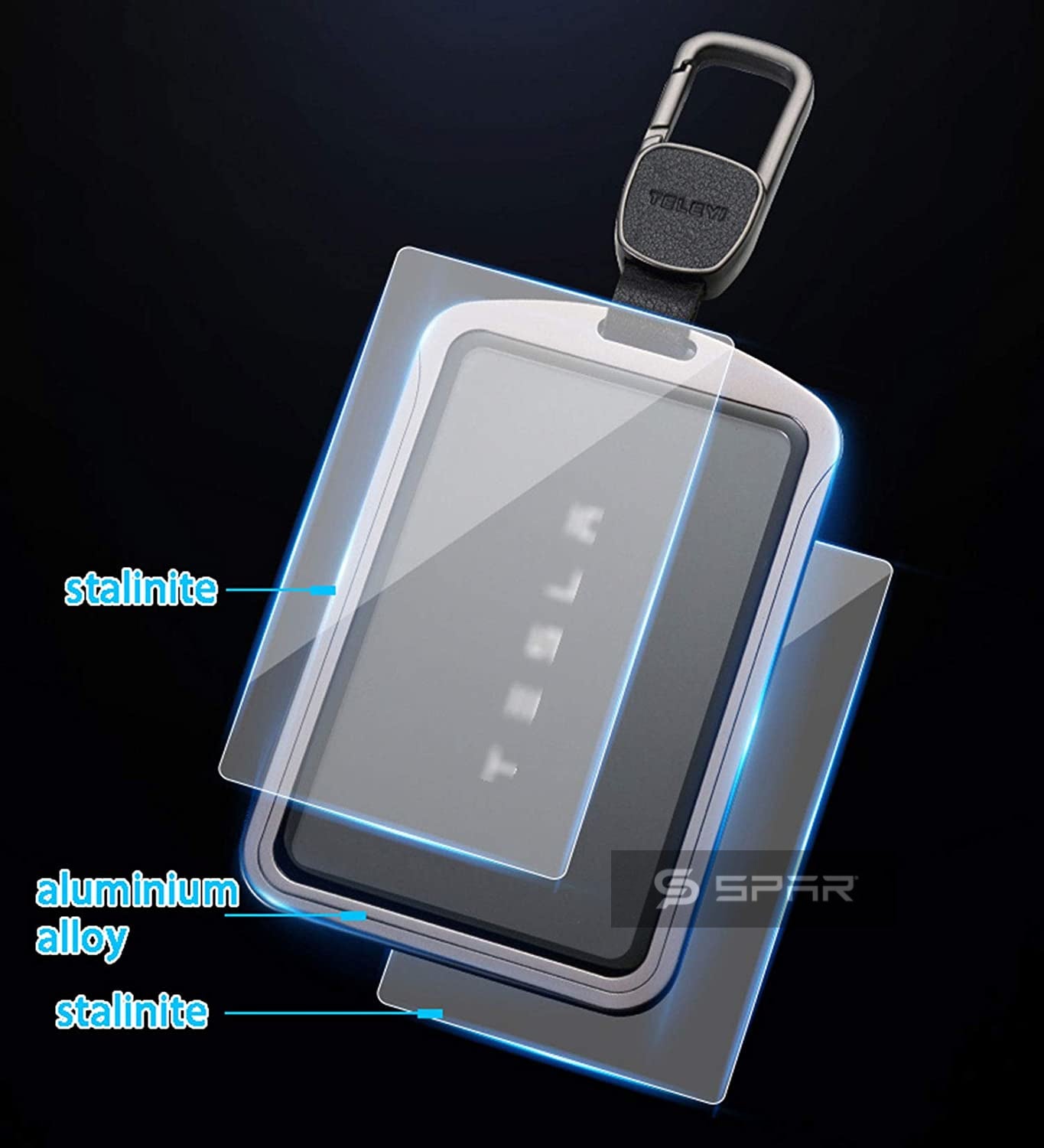 حقيبة حمل مفتاح فاخرة بلون أزرق خفيف لسيارة من نوع تيسلا الطراز (S/3/X/Y)