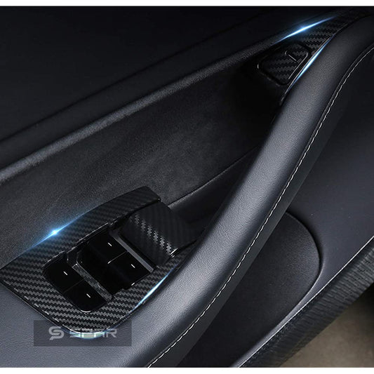 CARBON FIBER WINDOW SWITCH COVERS KIT FOR TESLA MODEL 3-Y