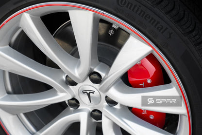 RED RIM PROTECTING WHEEL BANDS (19") FOR TESLA MODEL 3